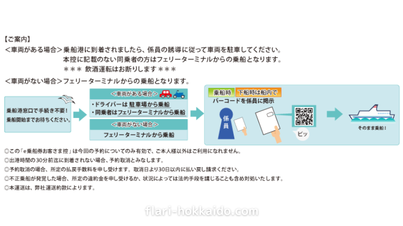 新日本海フェリーは乗船までにe乗船券を印刷して準備したい